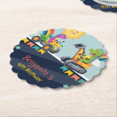 Niedlicher Dinosaurier-Traktor Rainbow-Ballon HBD Untersetzer (angewinkelt)