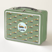 Niedlicher Dinosaurier-Traktor Truck School-Jungs Metall Brotdose (Vorderseite)