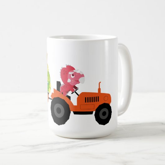 Niedlicher Dinosaurier-Traktorjunge zurück zur Sch Kaffeetasse (VorderseiteRechts)