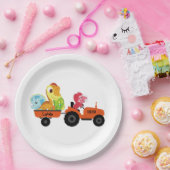 Niedlicher Dinosaurier-Traktorjunge zurück zur Sch Pappteller (Party)