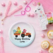 Niedlicher Dinosaurier-Traktorjunge zurück zur Sch Pappteller (Party)