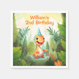 Niedlicher Dinosaurier Tropenwald | Dino Kindergeb Serviette