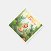 Niedlicher Dinosaurier Tropenwald | Dino Kindergeb Serviette (Ecke)