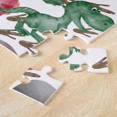 Niedlicher Dinosaurier und Ausbruch des Vulkanpuzz Puzzle (Seite)