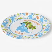 Niedlicher Dinosaurier und Palmenbaum Pappteller (Schrägansicht)