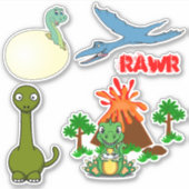 Niedlicher Dinosaurier Vulkaninsel Ei Aufkleber (Vorderseite)