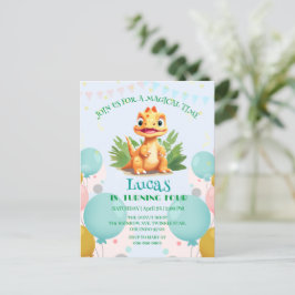 Niedlicher Dinosaurier-Wilddschungelzoo Geburtstag Einladungspostkarte