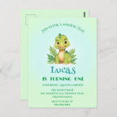 Niedlicher Dinosaurier-Wilddschungelzoo Geburtstag Postkarte (Vorne/Hinten)