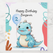 Niedlicher Dinosaurier Wildschwanz Glücklicher Geb Weinetikett (Einzelnes Label)