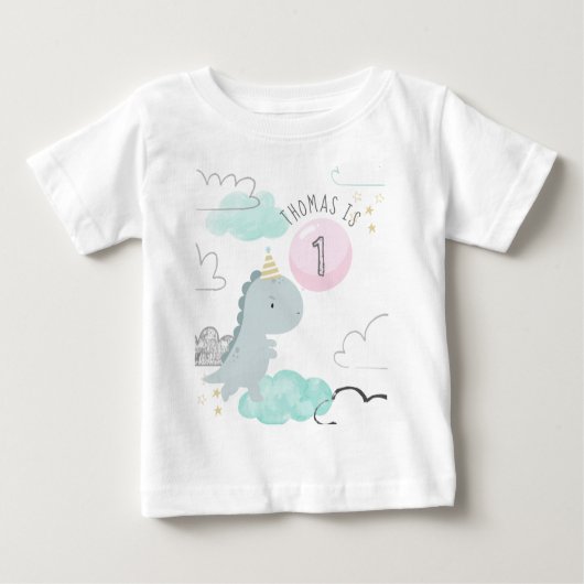 Niedlicher Dinosaurier zum Geburtstag Baby T-shirt (Vorderseite)