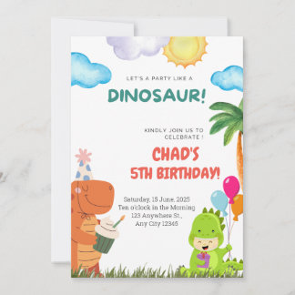 Niedlicher Dinosaurier zum Geburtstag Einladung fü
