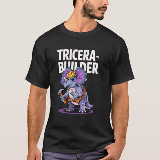 Niedlicher Dinosaurierbauer, Fun Triceratops Bau T-Shirt (Vorderseite)