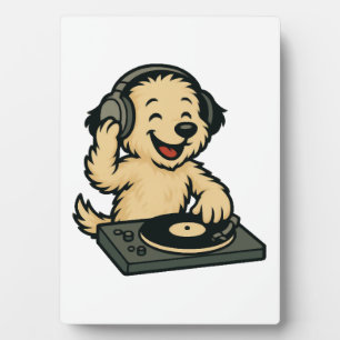 Niedlicher DJ-Hund mit Kopfhörern � Lustiges Gesch Fotoplatte