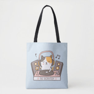 Niedlicher DJ Scratch Kitty Cat Tote Bag Tasche