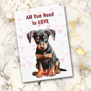 Niedlicher Doberman Welpenhund Alles, was Sie brau Feiertagskarte