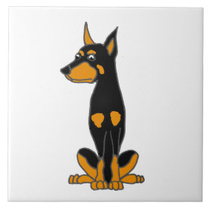 Niedlicher Dobermannpinscher-Welpen-HundeCartoon Fliese