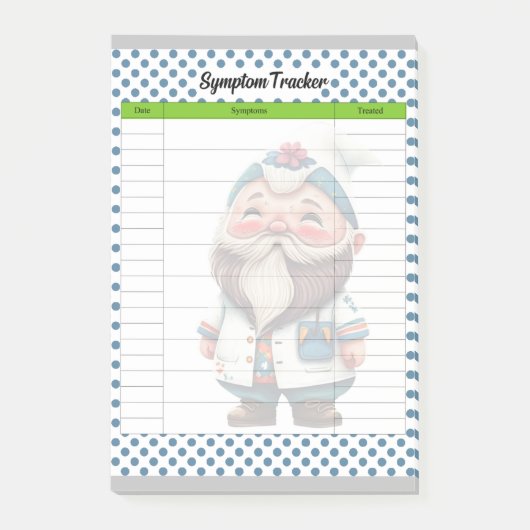 Niedlicher Doctor Gnome Themed Symptom Tracker Post-it Klebezettel (Vorderseite)
