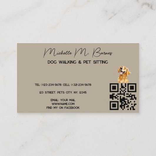 Niedlicher Dog Walker Groomer QR Code Grau Visitenkarte