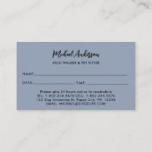 Niedlicher Dog Walker Pet Sitter Welpenarbeitsunte Terminkarte (Rückseite)