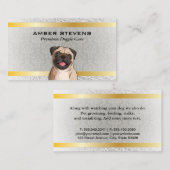 Niedlicher Doggie-Mops | Damask Muster Visitenkarte (Vorne/Hinten)