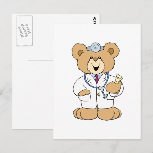 Niedlicher Doktor Teddy Bear Postkarte (Vorne/Hinten)