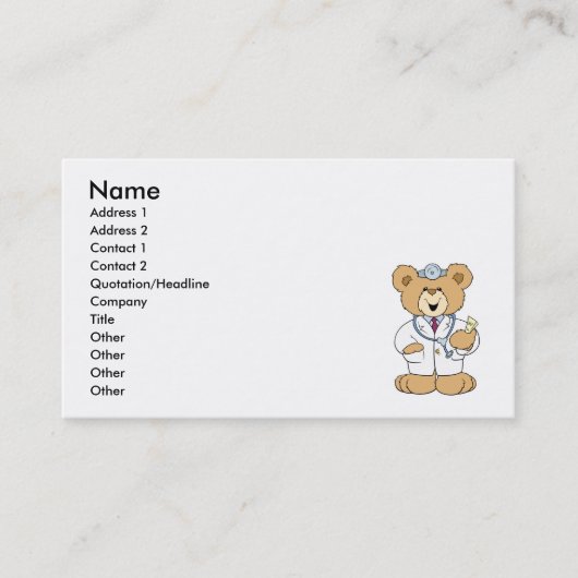 Niedlicher Doktor Teddy Bear Visitenkarte (Vorderseite)