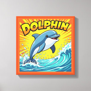 Niedlicher Dolphin, der aus dem Ozean springt Leinwanddruck
