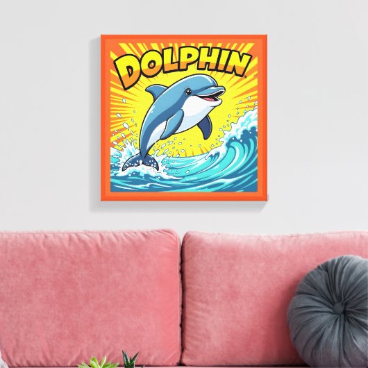 Niedlicher Dolphin, der aus dem Ozean springt Leinwanddruck (Insitu (Wohnzimmer))