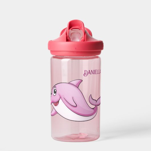 Niedlicher Dolphin-individuelle Name Trinkflasche (Vorne)