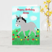 Niedlicher Donkey-Cartoon Geburtstag Karte (Gelbe Blume)