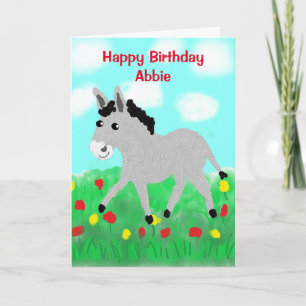Niedlicher Donkey-Cartoon Geburtstag Karte