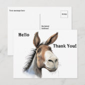 Niedlicher Donkey Dankeschön Karte (Vorne/Hinten)