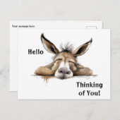 Niedlicher Donkey denkt an euch. bearbeitbar Postkarte (Vorne/Hinten)