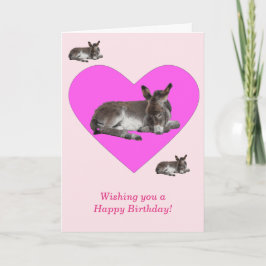 Niedlicher Donkey Foal im Herzen Geburtstag Karte