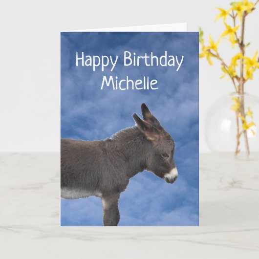 Niedlicher Donkey Found Blue Sky Karte (Gelbe Blume)