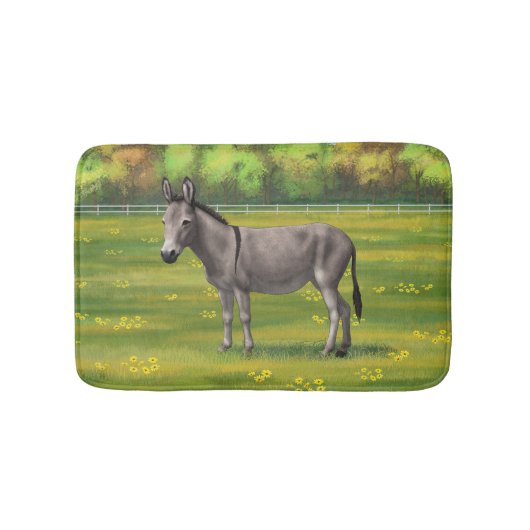 Niedlicher Donkey Gray Burro in Weide Badematte (Vorderseite)