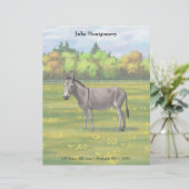 Niedlicher Donkey Gray Burro in Weide Briefbogen (Stehend Vorderseite)