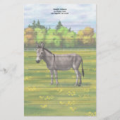Niedlicher Donkey Gray Burro in Weide Briefpapier (Vorderseite)