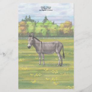 Niedlicher Donkey Gray Burro in Weide Briefpapier