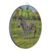 Niedlicher Donkey Gray Burro in Weide Dartscheibe (Vorderseite Links)