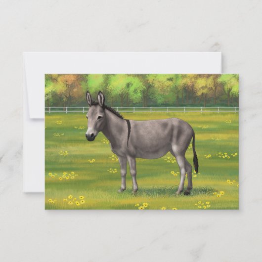 Niedlicher Donkey Gray Burro in Weide Einladung (Vorderseite)