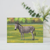 Niedlicher Donkey Gray Burro in Weide Einladung (Stehend Vorderseite)