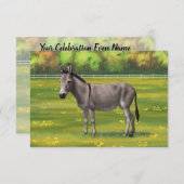 Niedlicher Donkey Gray Burro in Weide Einladung (Vorne/Hinten)