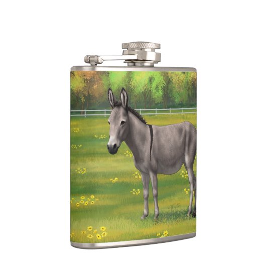 Niedlicher Donkey Gray Burro in Weide Flachmann (Rechts)