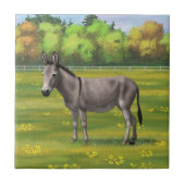Niedlicher Donkey Gray Burro in Weide Fliese (Vorderseite)