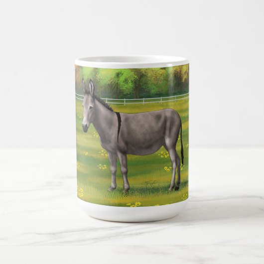 Niedlicher Donkey Gray Burro in Weide Kaffeetasse (Mittel)