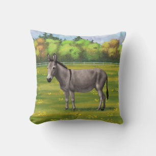 Niedlicher Donkey Gray Burro in Weide Kissen