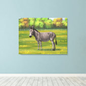 Niedlicher Donkey Gray Burro in Weide Leinwanddruck (Insitu (Holzboden))