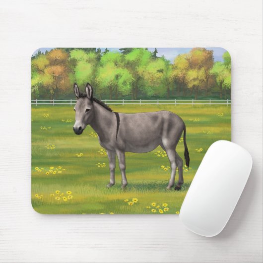 Niedlicher Donkey Gray Burro in Weide Mousepad (Mit Mouse)
