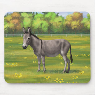 Niedlicher Donkey Gray Burro in Weide Mousepad